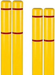 BollardGard 4" x 72" 4-Pack Bollard Cover - Innoplast (Yellow Red Tape)