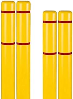 BollardGard 4" x 72" 4-Pack Bollard Cover - Innoplast (Yellow Red Tape)