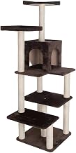 Faux Fur Cat Tree with Two-Door Condo, Four Levels, Sisal Scratching Posts, Tall Multi-Cat Tower for Kittens