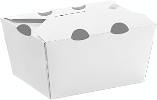 Inno-Pak Vented Take-Out Container 22 oz White 180-Pack 4.4" x 3.6" x 2.5" #1 Inno-Box Paperboard Material