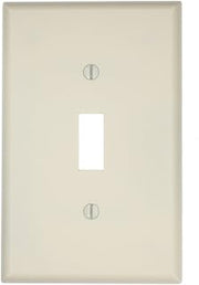 Leviton 1-Gang Toggle Device Switch Wallplate, Midway Size, Thermoset, Device Mount, 80501-T, Light Almond