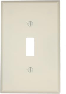 Leviton 1-Gang Toggle Device Switch Wallplate, Midway Size, Thermoset, Device Mount, 80501-T, Light Almond
