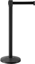 Global Industrial Retractable Belt Barrier, 40"H Black Steel Post with 16