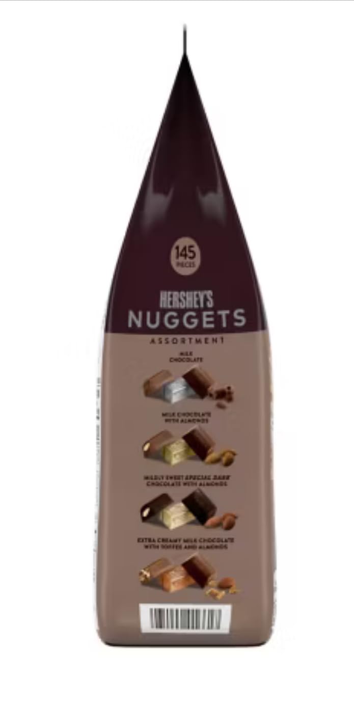 Nuggets Chocolate-Assortment 145pcs -52 Oz Bag by HERSHEY'S – 0.36 Ounce (Pack of 145), Pack of 145, Model 1838281