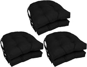 Blazing Needles 916X16US-T-6CH-TW-BK 16 in. Solid Twill U-Shaped Tufted Chair Cushions, Black - Set of 6