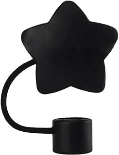 Black Star Silicone Straw Topper for Stanley 30 & 40 Oz, Star Straw Cover, Splash Proof, Reusable