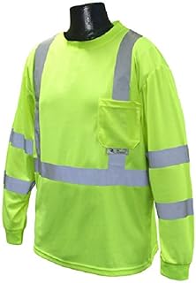 Pack 6 Radians ST21-3PGS Class 3 Max-Dri Moisture Wicking Mesh Long Sleeve Safety Shirt Green (Large)