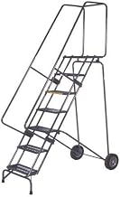 Ballymore SSFAWL-8G 8 Step 16" W Stainless Steel Fold and Store Rolling Ladder, Serrated Grating