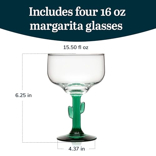 Libbey Cactus Stemed 4 / 4 Count (Pack of 1) / Cactus Margarita Glasses