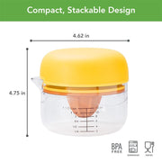 Juicer Citrus 3 in 1 by Tovolo – 5.67" Tall, 1.5 cups, Silicone Lid, Plastic Base, Yellow, Model 1001027