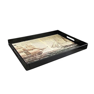Boats Rectangle Tray by American Atelier – 19" x 14" x 2", Melamine, Black, Model 1270232