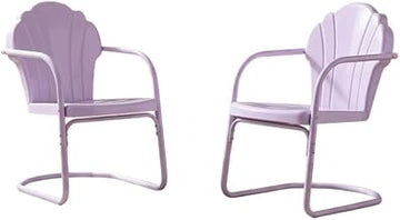 Furnifact Purple 2Pc Retro Outdoor Chair Set with Modern Design, Anti-Tip Mechanism, Comfortable Backrest, Durable Build, Perfect for Patio and Garden Seating