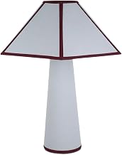 Gigi Table Lamp, Geometric Cotton Wrapped Shade, Contrast Piping, Iron Base, Light Blue