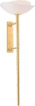 Coppa 1-Light Wall Sconce | Vintage Gold Leaf with Matte Cloud Seeded Glass Shade | Modern Sculptural Wall Light for Bedroom, Hallway or Living Room | 554-01-VGL