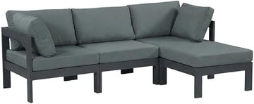Gray Fabric Outdoor Patio Modular Sectional, Weather-Resistant Material, 17-Inch Seat Height, 21-Inch Seat Depth