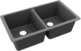 Elkay ELGU3322GT0 Quartz Classic 33" x 18-1/2" x 9-1/2" Double Bowl Undermount Sink, Graphite