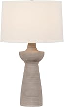 Troy Lighting Osgood Table Lamp | Raked Sand Ceramic Base | Off White Linen Shade | Sculptural Organic Accent Lamp | Concealed Patina Brass Hardware | 17.5" W x 29" H | PTL1329-PBR/CKS