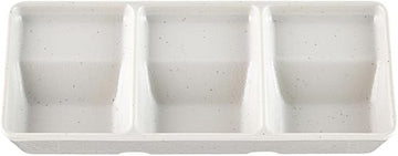 Thunder Group 26J4035TSDIS Triple Sauce Plate, 8.0 x 3.5 inches (20.2 x 9 cm), Melamine, Dishwasher Safe, Commercial Use, Ivory