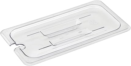 HUBERT Third-Size Clear Polycarbonate Notched Food Pan Cover w/Handle - 12 4/5" L x 6 15/16" W