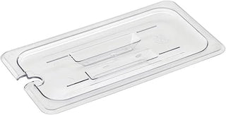 HUBERT Third-Size Clear Polycarbonate Notched Food Pan Cover w/Handle - 12 4/5" L x 6 15/16" W