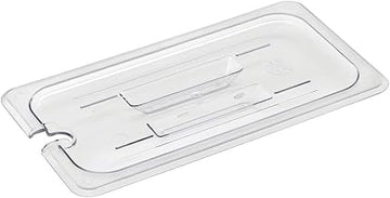 HUBERT Third-Size Clear Polycarbonate Notched Food Pan Cover w/Handle - 12 4/5" L x 6 15/16" W