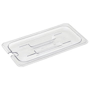 Third-Size Clear Polycarbonate Notched Food Pan Cover w/Handle - 12 4/5" L x 6 15/16" W by HUBERT – Polycarbonate (PC), Clear, Model 107018
