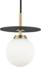 Mitzi H200701S-AGB/BK Ellis - 1 Light Pendant 9.5 inches Tall and 7 inches Wide - Aged Brass/Black Finish