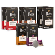 Peet's Coffee Medium and Dark Roast Variety Pack / 10 Count (Pack of 8) / 8 Coffee Gifts