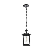Cayman One Light Outdoor Pendant Black by Lighting Design – Iron, Black, Model OD332H12BK