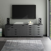Winsome Black / 2 Doors, 15 Drawers / Contemporary Storage Cabinets