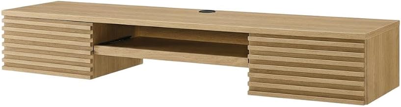 Brown Wall Mount Wood Office Desk, 60-inch Wide, 15.5-inch Depth, 9.5-inch Height, Durable Build, Sleek Design