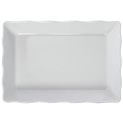 Serving Bowl White with Ruffled Edge Trim Melamine - 14"L x 9 1/2"W x 2"H by HUBERT – Melamine, White, Model H0069-WHITE