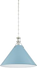 Hudson Valley Lighting MDS352L-PN/BB Painted No. 2-1 Light Pendant - 17.5 Inches Tall and 21 Inches Wide - Polished Nickel/Blue Bird