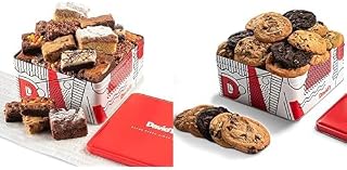 David's COOKIES Divine Indulgence Bundle: Assorted Brownies & Crumb Cake Gift Basket Tin with a Tempting 2lbs of Fresh Baked Assorted Cookies