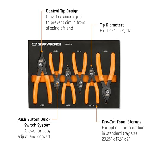 GEARWRENCH 6 Piece Foam Tray / 1 Snap-Ring Pliers