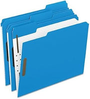 Pendaflex Colored Folders With Embossed Fasteners, 1/3 Cut, Letter, Blue/Grid Interior