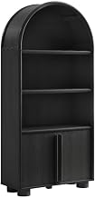 Modway Bellamy 79 Inch Tall Arched Bookcase with Storage in Black Oak – Arched Cabinet Bookshelf Bookcase with Open Display Shelves