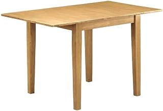 Furnifact Wooden Extension Dining Table with 4-Leg Base, Drop Leaf Kitchen Table for Small Spaces, Rectangular Small Apartment Dining, Oak