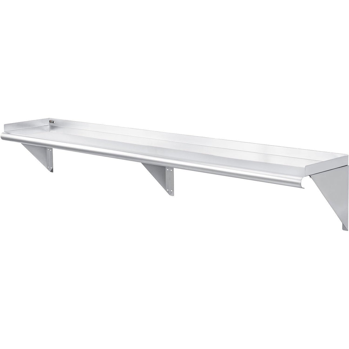 Wall Mount Shelf with 1-1/2" Lip 18 Gauge 430 Stainless Steel 72"W x 12"D by Global Industrial – 430 Stainless Steel, Silver, Model 493630