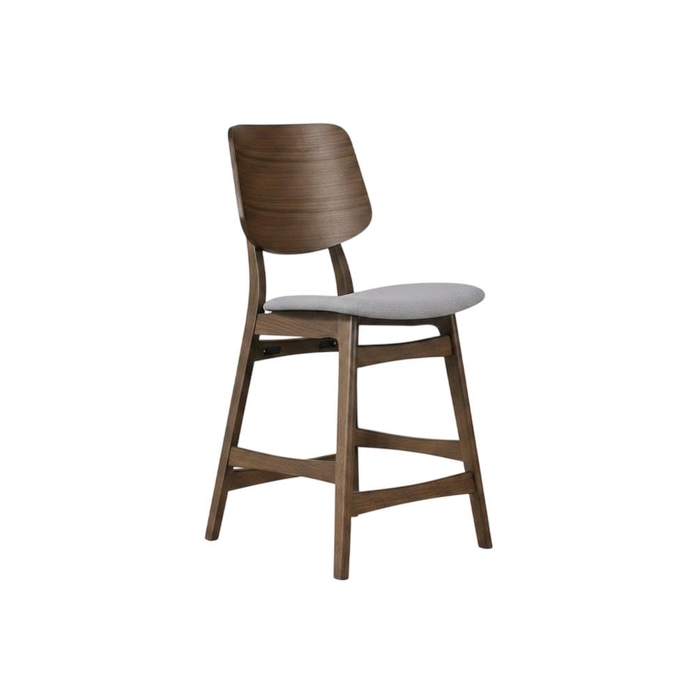 Solid Wood Counter Stools with Upholstered Seat by Starlight Canyon Home – Solid Wood, MDF, Fabric (100% Polyester), Foam, Grey, Pack of 2