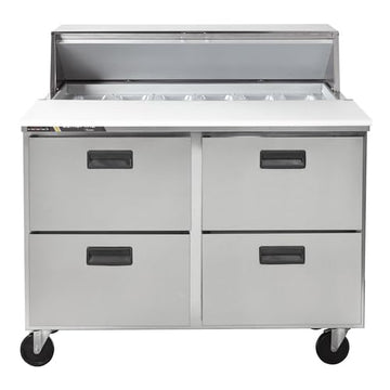 CLPT-4818 48" 2-Section Mega Top Refrigerated Prep Table - (4) Drawers by Traulsen – (4) Drawers, Silver, Model CLPT-4818-DW