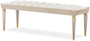 Michael Amini St. Charles Dove Gray Bench Solid and Manufactured Wood Construction with Poplar Solids Chenille Upholstery in Cirrus Color Durable and Stylish Seating