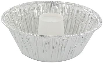 PACTIV Angel Food Pan with Preset Cup and Plastic Dome Silver, 55 oz., 8" Diameter | 70/Case