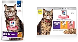 Hill's Science Diet Adult 1-6 Sensitive Stomach & Skin Wet & Dry Cat Food Bundle