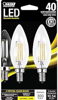 Feit Electric BPCTC40927CA/FIL2/RP 40W EQ DM Candelabra LED Light Bulb, 2 Bulbs