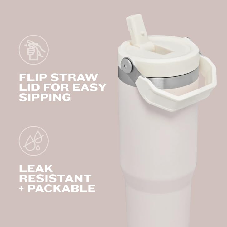 IceFlow Flip Straw Tumbler with Handle 30 oz | Twist On Lid and Flip Up Straw | Leak Resistant Water Bottle | Insulated Stainless Steel |BPA-Free | Pomelo by STANLEY – Model