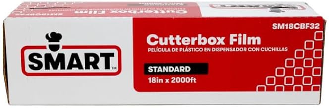 SMART Clear Cling Film Wrap with Cutterbox, SM18CBF32, 18" x 2000' x Standard 32 Gauge | 1/Each