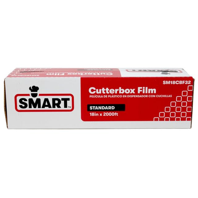 SMART Clear Cling Film Wrap with Cutterbox – SM18CBF32, 18" x 2000' x Standard 32 Gauge | 1/Each