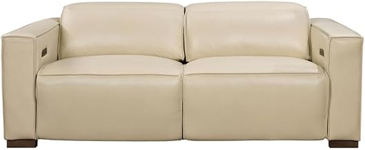 Moti Riseholme Reclining Sofa with Barista Brown Legs in Contemporary Beige Leather