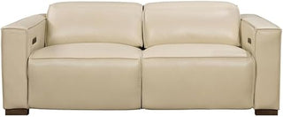 Moti Riseholme Reclining Sofa with Barista Brown Legs in Contemporary Beige Leather